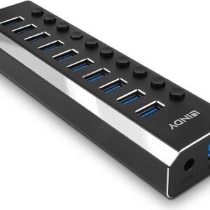 Lindy - Hub - mit Ein-/Aus-Schaltern - 10 x SuperSpeed USB3.0 - Desktop (43370)