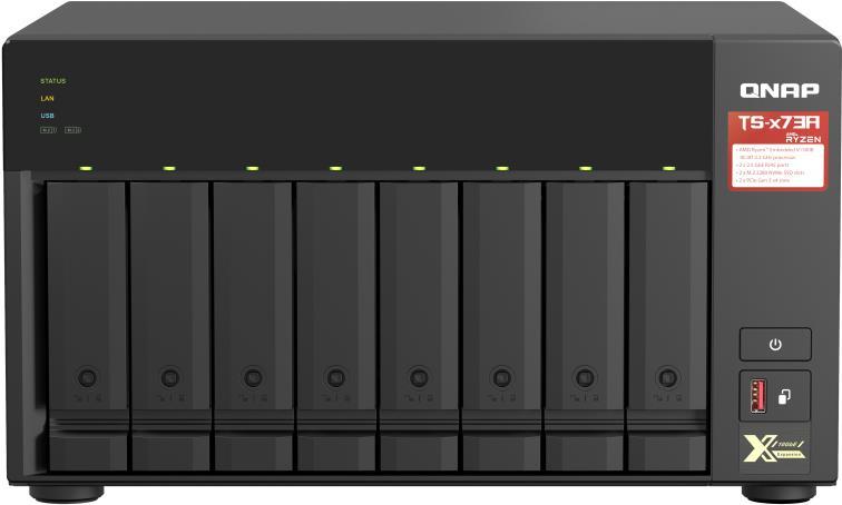 QNAP TS-873A - NAS-Server - 8 Schächte - 64TB - SATA 6Gb/s - HDD 8TB x 8 - RAID RAID 0, 1, 5, 6, 10, 50, JBOD, 60 - RAM 8GB - 2,5 Gigabit Ethernet - iSCSI Support (TS-873A-8G + 8X ST8000VN004)