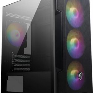 MSI MAG FORGE M100R - microATX Tower - Seitenteil mit Fenster (gehärtetes Glas) - keine Spannungsversorgung (ATX) - USB/Audio (306-7G20R21-809)