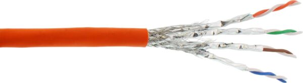 InLine VerlegekabelCat.7a Rohkabel S/FTP PiMF 4x2x0.58 AWG23 1200MHz B2ca halogenfrei orange - Verlegekabel - Netzwerk - SFTP - 100 m - low-smoke - zero-halogen - halogenfrei (71100I)