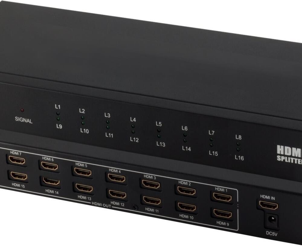 shiverpeaks ®-PROFESSIONAL--HDMI Verteiler 1x16, Metall, 4K30Hz, schwarz (SP05-03016)