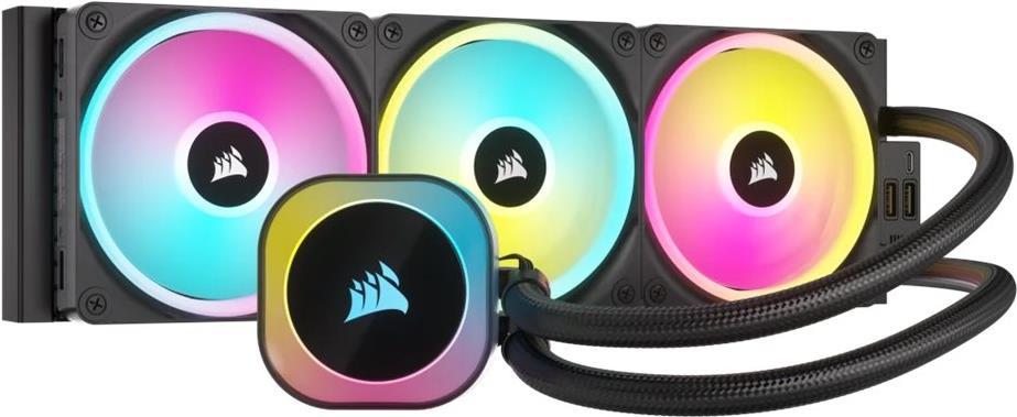CORSAIR iCUE Link H150I RGB - Prozessor-Flüssigkeitskühlsystem - Kühlergröße: 360 mm - (für: LGA1156, LGA1155, LGA1150, LGA1151, AM4, LGA1200, LGA1700, AM5) - Kupfer - 120 mm (CW-9061003-WW)