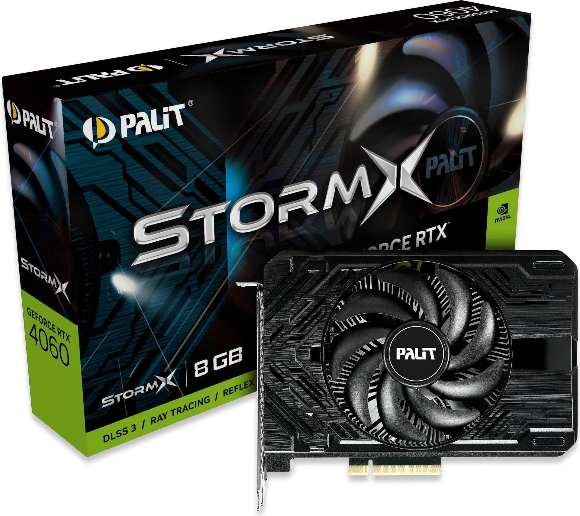 Palit GeForce RTX 4060 StormX - Grafikkarten - GeForce RTX 4060 - 8GB GDDR6 - PCIe 4,0 - HDMI, 3 x DisplayPort (NE64060019P1-1070F)