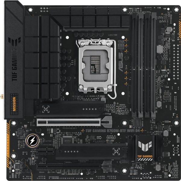ASUS TUF GAMING B760M-BTF WIFI D4 - Motherboard - micro ATX - LGA1700-Sockel - B760 Chipsatz - USB 3,2 Gen 1, USB 3,2 Gen 2, USB-C 3,2 Gen2, USB-C 3,2 Gen 2x2, USB-C 3,2 Gen 1 - 2,5 Gigabit LAN, Wi-Fi 6, Bluetooth - Onboard-Grafik (CPU erforderlich) - High Definition Audio (7,1-Channel) (90MB1E50-M0EAY0)