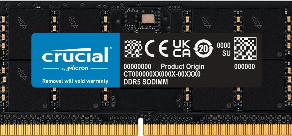 Crucial - DDR5 - Modul - 32 GB - SO DIMM 262-PIN - 5600 MHz / PC5-44800 - CL46 - 1.1 V - non-ECC (CT32G56C46S5)