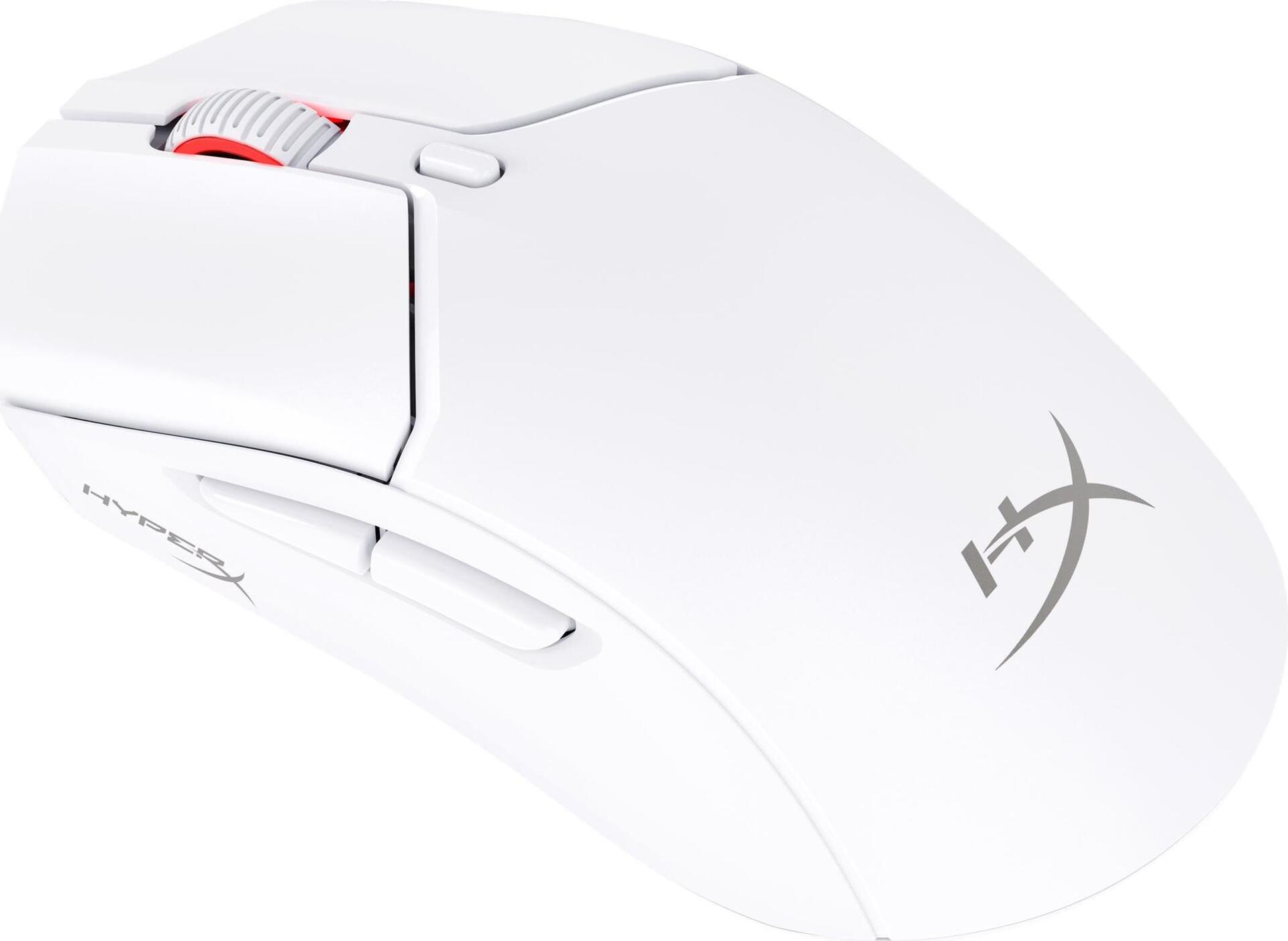 HP Inc. HyperX Pulsefire Haste 2 - Maus - optisch - 6 Tasten - kabellos, kabelgebunden - 2,4 GHz, Bluetooth 5,0 - kabelloser Empfänger (USB) - weiß (6N0A9AA)