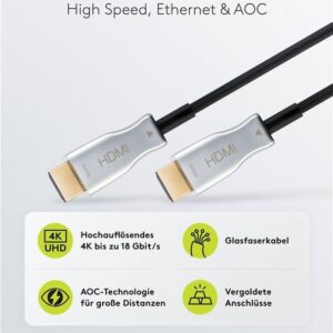 Goobay 65573 HDMI-Kabel 100 m HDMI Typ A (Standard) Schwarz - Silber (65573)