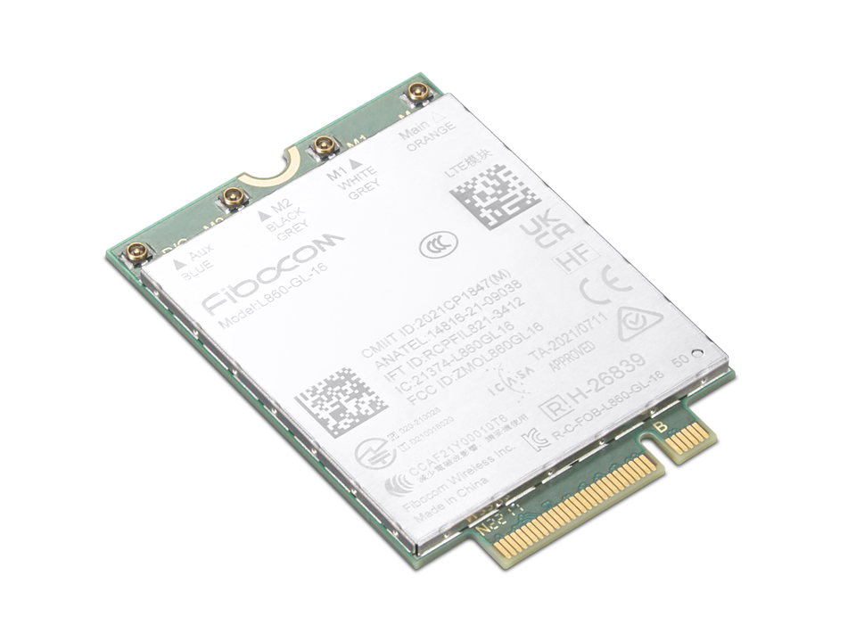 Lenovo Fibocom L860-GL-16 - Drahtloses Mobilfunkmodem - 4G LTE - M.2 Card - 1 Gbps - für ThinkPad P14s Gen 4, P16 Gen 1, P16 Gen 2, T14 Gen 4 (4XC1M72795)