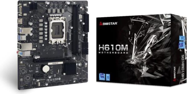 Biostar H610MH D5 - Intel - LGA 1700 - Intel® Celeron® - Intel® Core™ i3 - Intel Core i3 12th Gen - Intel® Core™ i5 - Intel Core i5... - DDR5-SDRAM - 96 GB - DIMM (H610MH D5)