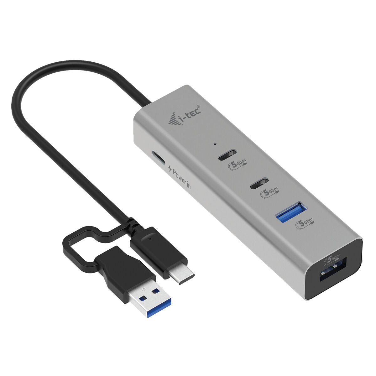 Hub USB i-Tec CAHUBMETAL2A2CPD Argentato