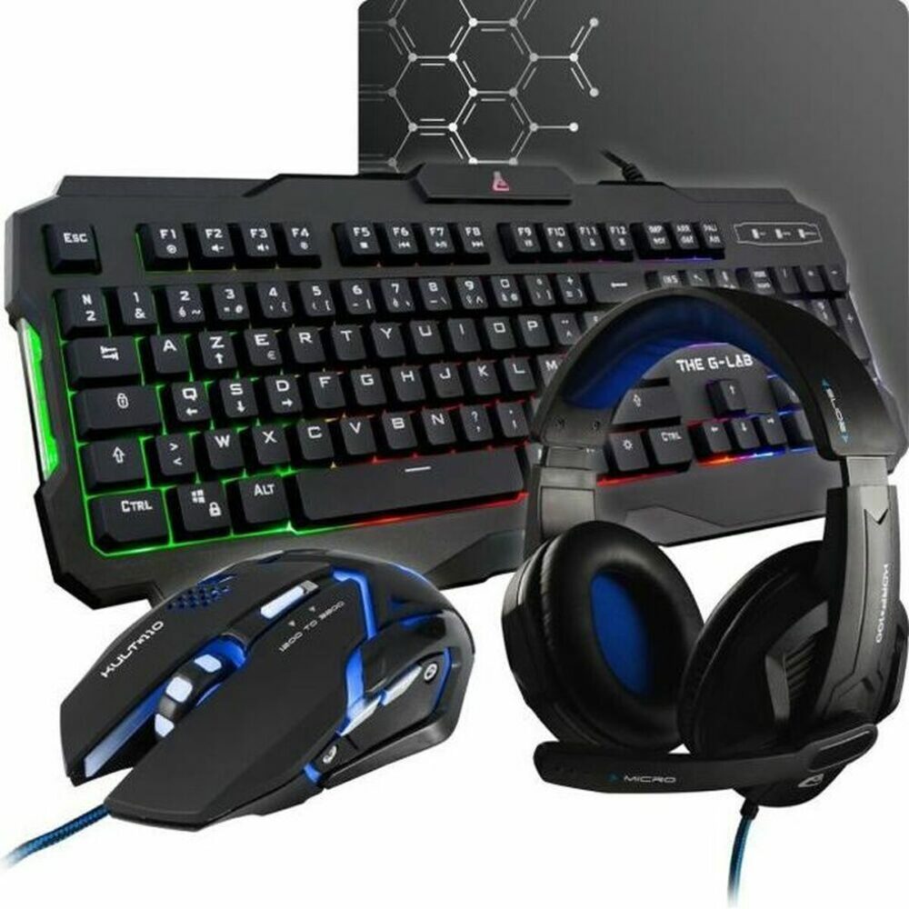 Tastiera e Mouse The G-Lab Combo Argon AZERTY Nero Francese AZERTY