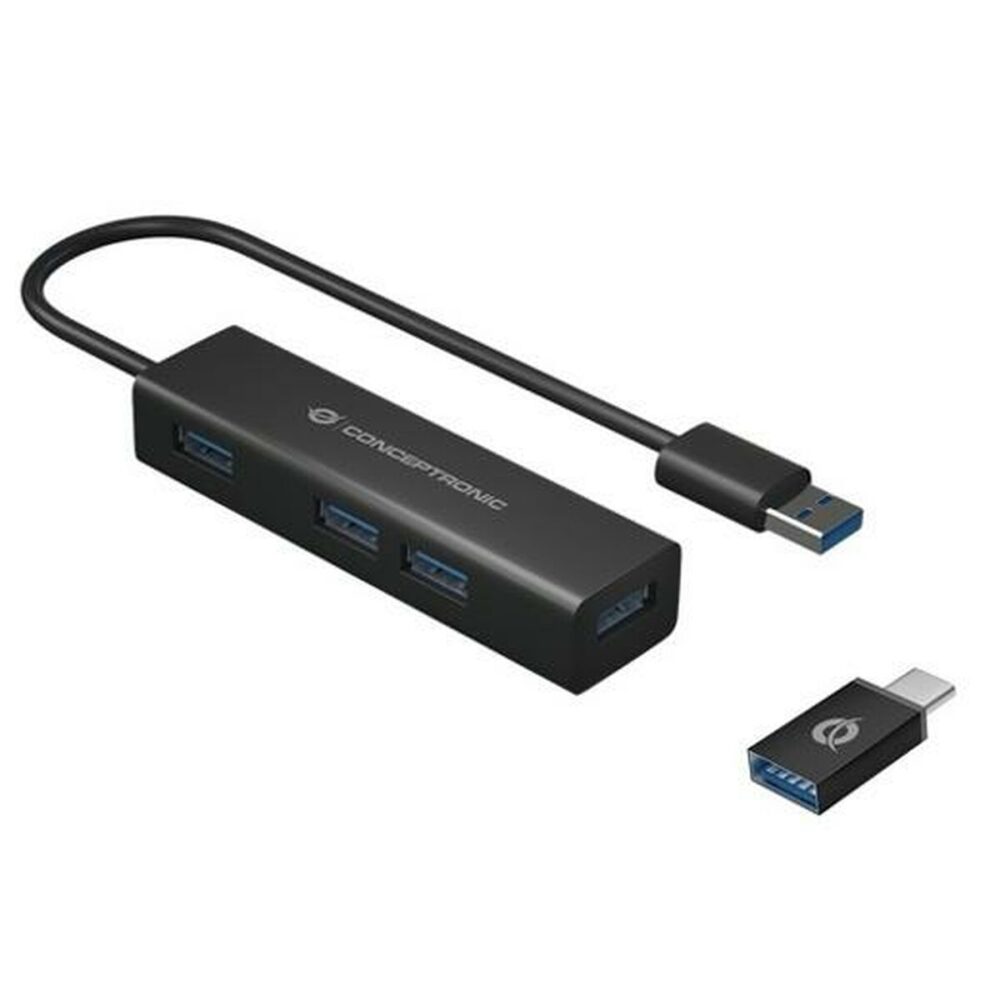 Hub USB Conceptronic HUBBIES06B Nero (1 Unità)
