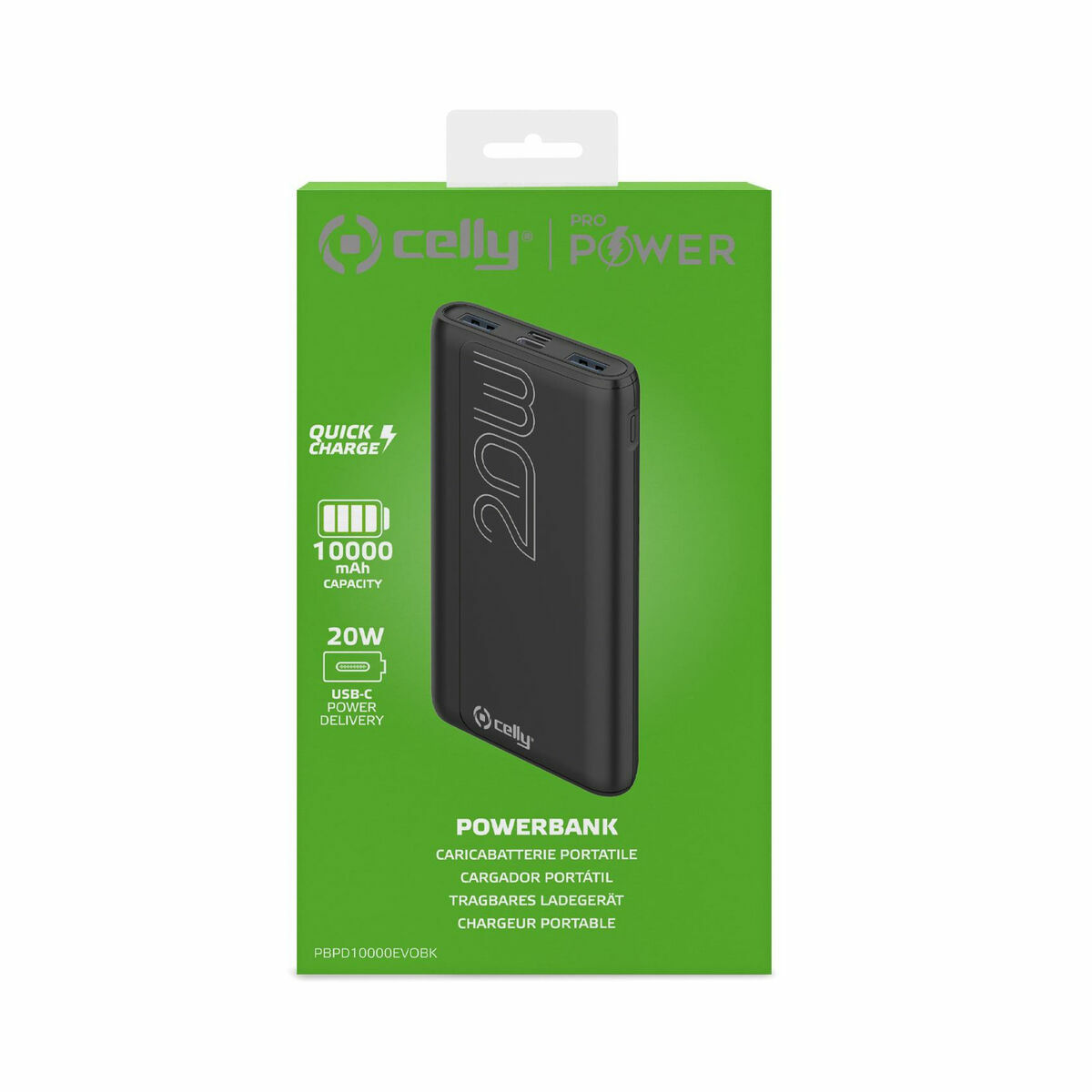 Powerbank Celly PBPD10000EVOBK Nero