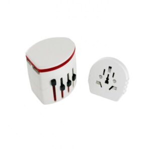 Microconnect PETRAVEL12 Caricabatterie per dispositivi mobili Universale Bianco USB Interno (World Adapter - Dual USB, 2- and 3-Pole - integrated fuse T 6,3A - Warranty: 300M)