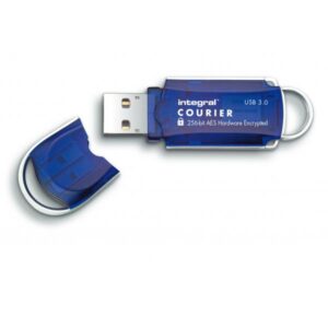 Integral INFD64GCOU3.0-197 unità flash USB 64 GB USB tipo A 3.2 Gen 1 [3.1 Gen 1] Blu, Argento (64GB HARDWARE ENCRYPTED USB 3.0 DRIVE SECURE PASSWORD 256 AES FIPS 197 COURIER INTEGRAL)
