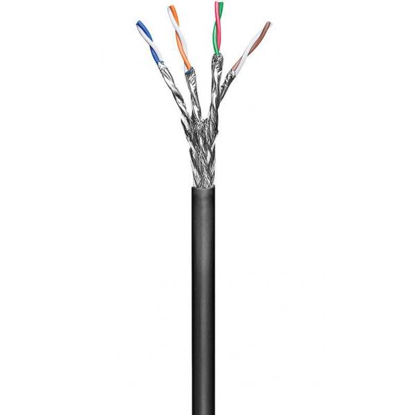 Microconnect KAB024-100 cavo di rete Nero 100 m Cat6 S/FTP [S-STP] (S/FTP CAT6 Outdoor 100m, Black - Solid, AWG 23/1 CCA, Jacket - PE With LSA connection technology for Home-/outdoor using - Warranty: 300M)