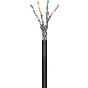Microconnect KAB028-100 cavo di rete Nero 100 m Cat6 S/FTP [S-STP] (S/FTP CAT6 Outdoor 100m Black - Stranded AWG 27 CCA, Jacket PE - Non-terminated flexible data-/patchcable for Home-/outdoor using - Warranty: 300M)