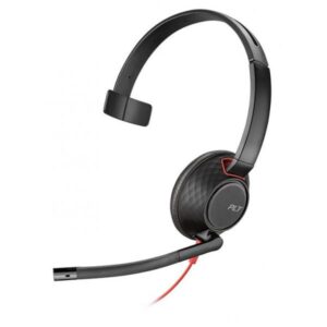 POLY Blackwire 5210 Auricolare Cablato A Padiglione Musica e Chiamate USB tipo A Nero, Rosso (BLACKWIRE 5210 - USB-A, Mono - C5210, USB-A, WW - Warranty: 24M)
