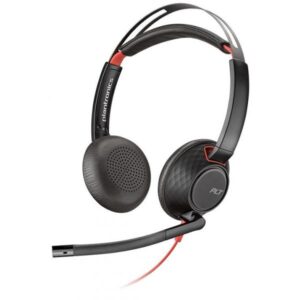 POLY Blackwire 5220 Auricolare Cablato A Padiglione Musica e Chiamate USB tipo-C Nero, Rosso (Blackwire 5220 Headset Wired - Head-band, USB Type-C Black, - Red **New Retail** - Warranty: 12M)