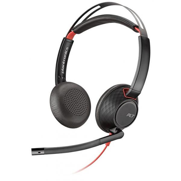 POLY Blackwire 5220 Auricolare Cablato A Padiglione Musica e Chiamate USB tipo-C Nero, Rosso (Blackwire 5220 Headset Wired - Head-band, USB Type-C Black, - Red **New Retail** - Warranty: 12M)