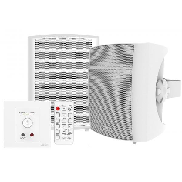 Vision TC3-AMP+SP-1800 altoparlante 3-vie Bianco Cablato 50 W (TC3-AMP 2 x 25w [RMS] Digital Amplifier and SP-1800 5.25 Pair Wall Speaker kit - white)