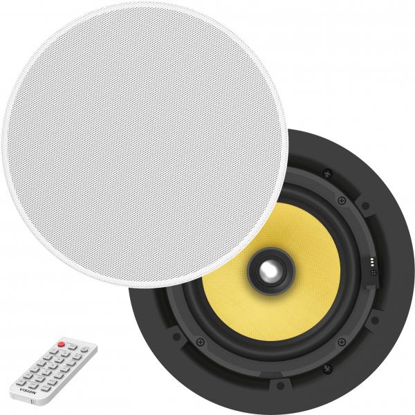 Vision CS-1900P altoparlante auto Rotondo 2-vie 2 pezzo[i] (2 x 35w [RMS] - switch between modes: standalone pair, or multi-pair system - RS-232 - Bluetooth [renameable, set pin], minijack input - daisy-chain in/out - Remote control - tone control - Kevlar cone - cutout diameter: 198 mm, outer diameter: 224 mm [8.)