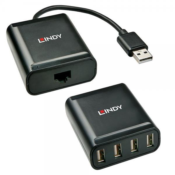 Lindy 42679 hub di interfaccia USB 2.0 Nero (Usb 2.0 Cat.5 Extender 60M, 4 - Ports - Warranty: 24M)