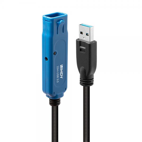 Lindy 43229 cavo USB USB 3.2 Gen 1 [3.1 Gen 1] 15 m USB A Nero (15M Usb 3.0 Active Extension - Cable - Warranty: 24M)