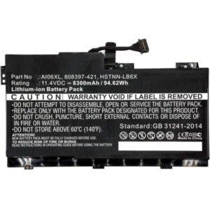 CoreParts MBXHP-BA0074 ricambio per laptop Batteria (Laptop Battery for HP 95.76Wh - Li-ion 11.4V 8400mAh Black - 95Wh Li-ion 11.4V 8300mAh Black, ZBook 17 G3, ZBook 17 G3 M9L94AV, ZBook 17 G3 - Warranty: 12M)