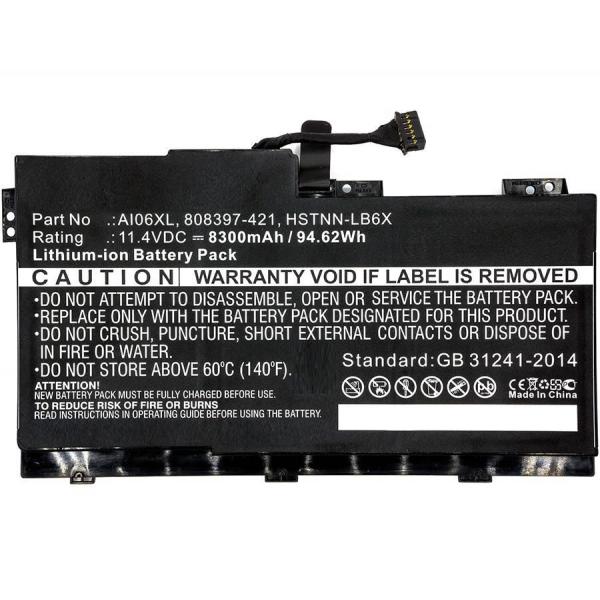 CoreParts MBXHP-BA0074 ricambio per laptop Batteria (Laptop Battery for HP 95.76Wh - Li-ion 11.4V 8400mAh Black - 95Wh Li-ion 11.4V 8300mAh Black, ZBook 17 G3, ZBook 17 G3 M9L94AV, ZBook 17 G3 - Warranty: 12M)