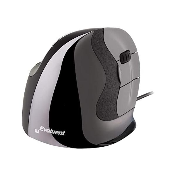 Evoluent VerticalMouse D Medium mouse Ufficio Mano destra USB tipo A Laser (Evoluent VerticalMouse D - Right handed USB wired - Medium. The New D or version 6 is the latest revision of the award winning Evoluent mouse. Improvements include laser sensor; contoured buttons improving feel and response; Extra wide lip along the bottom edge preventing finger drag and the micro USB receiver can now be stored behind a magnetic battery cover; in addition there are several new functions supported by the
