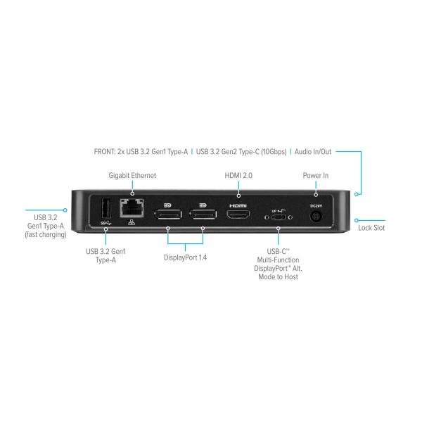 Targus DOCK430EUZ replicatore di porte e docking station per laptop Cablato Nero (Targus Multi-Function - docking station - USB-C - HDMI, 2 x DP - 1GbE)