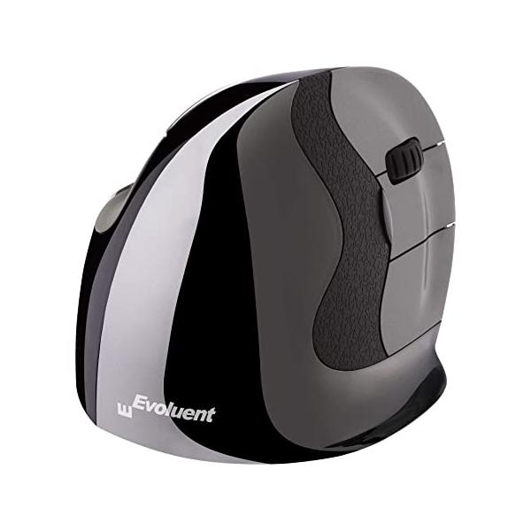 Evoluent VMDSW mouse Ufficio Mano destra RF Wireless Laser (Evoluent VerticalMouse D - Right handed USB wireless - Small. The New D or version 6 is the latest revision of the award winning Evoluent mouse. Improvements include laser sensor; contoured buttons improving feel and response; Extra wide lip along the bottom edge preventing finger drag and the micro USB receiver can now be stored behind a magnetic battery cover; in addition there are several new functions supported by the Evoluent Mous