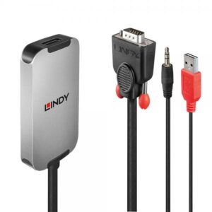 Lindy 38296 cavo e adattatore video Nero, Bianco (Lindy 38296 0.18m VGA & Audio [M] To HDMI [F] 1.2 USB Powered 1920x1080@60Hz Adapter Cable - Black)