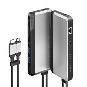 ALOGIC U2CSH-SGR replicatore di porte e docking station per laptop Cablato USB 3.2 Gen 1 [3.1 Gen 1] Type-C Nero, Argento (ALOGIC TWIN USB-C SUPER DOCK GE - 10-IN-1 WITH DUAL DISPLAY 4K 60H)