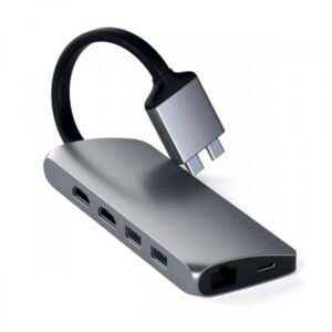 Satechi ST-TCDMMAM replicatore di porte e docking station per laptop USB 3.2 Gen 1 [3.1 Gen 1] Type-C Grigio (Satechi Dual Multimedia Adapter - dock)