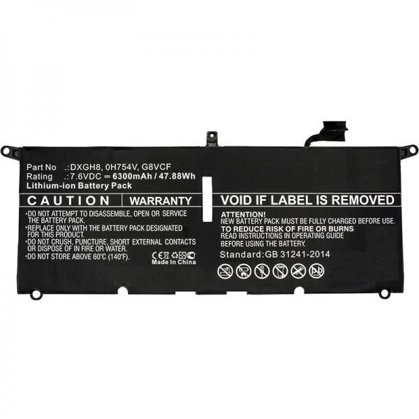 CoreParts MBXDE-BA0082 ricambio per laptop Batteria (Laptop Battery for Dell - 47.88Wh Li-Pol 7.6V 6300mAh - Black 48Wh Li-Pol 7.6V 6300mAh Black, XPS 13 2018, XPS 13 9370, XPS 13 9370 FHD - Warranty: 12M)