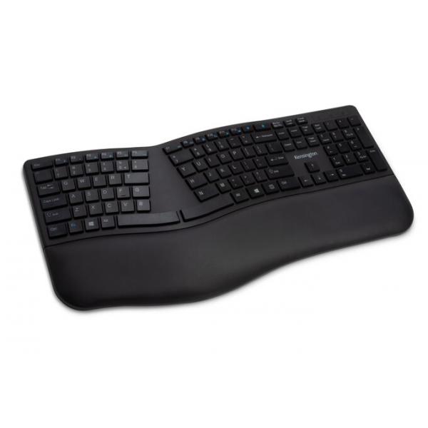 Kensington Pro Fit Ergo tastiera Universale RF senza fili + Bluetooth QWERTY Inglese US Nero (PROFIT ERGO WIRELESS KEYBOARD - US) - Versione Tedesca