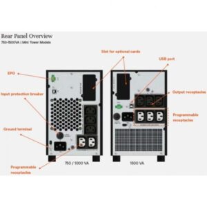 Vertiv Liebert EDGE-1500IMT gruppo di continuità [UPS] A linea interattiva 1,5 kVA 1350 W 5 presa[e] AC (Vertiv EDGE 1ph UPS 1.5 kVA input IEC60320 C14 inlet tower output - 230V output socket groups - [6]C13)