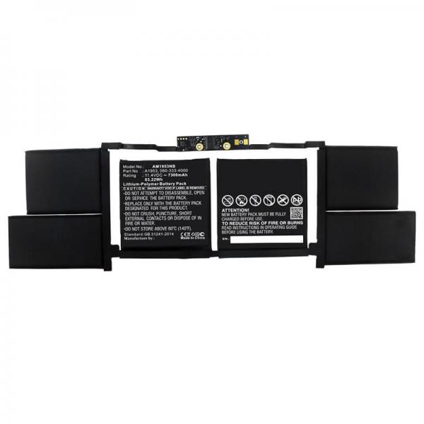 CoreParts MBXAP-BA0070 ricambio per laptop Batteria (Laptop Battery for Apple - 81.00Wh 6 Cell Li-Pol 11.4V - 7100mAh 83WH 6 Cell Li-Pol 11.4V 7300mAh, MacBook Pro 15 Touch BAR A1990 mid - Warranty: 12M)
