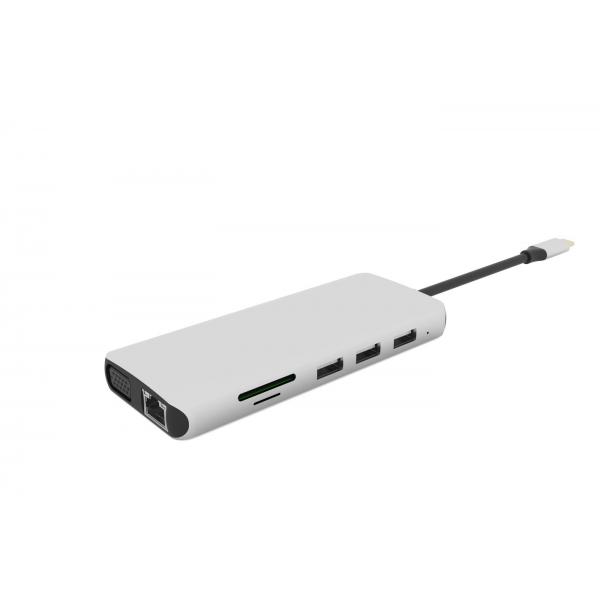 eSTUFF ES623009 hub di interfaccia USB 3.2 Gen 1 [3.1 Gen 1] Type-C 5000 Mbit/s Grigio (USB-C 12-in-1 Mobile Hub - USB 3.2 Gen 1 [3.1 Gen 1] - Type-C, 3.5mm, HDMI, RJ-45, USB 2.0, USB 3.2 Gen 1 [3.1 Gen 1] Type-A, VGA, - Warranty: 60M)