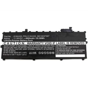 CoreParts MBXLE-BA0145 ricambio per laptop Batteria (Laptop Battery for Lenovo - 53.71Wh Li-Pol 11.55V 4650mAh - Black 55Wh Li-Pol 11.58V 4800mAh Black, ThinkPad X1 Carbon 2017 - Warranty: 12M)