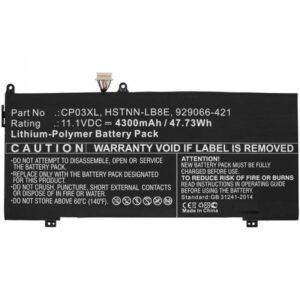 CoreParts MBXHP-BA0176 ricambio per laptop Batteria (Laptop Battery for HP 55.86Wh - Li-Pol 11.4V 4900mAh Black - 48Wh Li-Pol 11.1V 4300mAh Black - Spectre X360 13, Spectre 13 - Warranty: 12M)