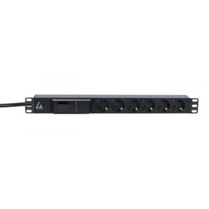 Lanview LVR261876S unità di distribuzione dell'energia [PDU] 6 presa[e] AC 1U Nero (19'' rack mount power strip, - 1U, 16A with 6 x Schuko type - F socket and 4m power cord with AMP meter and IEC 60309 16A plug - Warranty: 60M)
