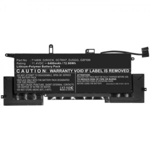CoreParts MBXDE-BA0204 ricambio per laptop Batteria (Laptop Battery for Dell - 72.96Wh Li-Pol 11.4V 6400mAh - Black 72.96Wh Li-Pol 11.4V 6400mAh Black for DELL Notebook, Laptop Latitude - Warranty: 12M)