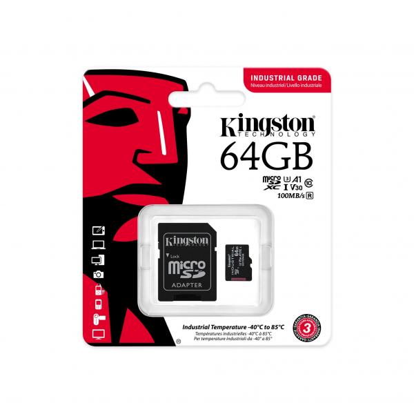 Kingston Technology Industrial 64 GB MicroSDXC UHS-I Classe 10 (KTC 64GB microSDHC C10 A1 pSLC)