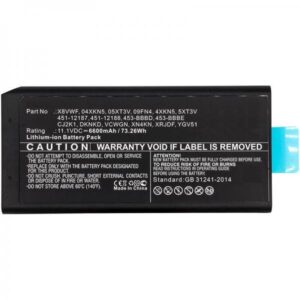 CoreParts MBXDE-BA0185 ricambio per laptop Batteria (Laptop Battery for Dell - 73.26Wh Li-ion 11.1V 6600mAh - 73WH Li-ion 11.1V 6.6Ah Latitude 12 7204, Latitude 14 7404, Latitude 14 Rugged - Warranty: 12M)