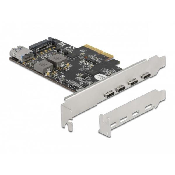 DeLOCK Scheda PCI Express x4 per 4 x USB Type-C + 1 x USB Tipo-A - SuperSpeed USB 10 Gbps - Fattore di forma a basso profilo (Delock PCI Express x4 Karte zu 4x USB Type-C ext. + 1x USB Type-A int. SuperSpeed USB 10 Gbps - Low Profile)