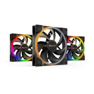 be quiet! Light Wings PWM Addressable RGB Fan Pack, 140mm, 1500RPM, 4-Pin PWM Fan & 3-Pin ARGB Connectors, Black Frame, Black Blades, ARGB Lighting on Front & Rear, Addressable RGB Hub Included