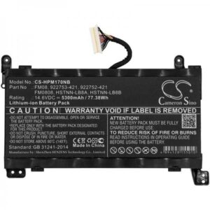 CoreParts MBXHP-BA0214 ricambio per laptop Batteria (Laptop Battery for HP 77.00Wh - Li-ion 14.6V 5300mAh 77WH - Li-ion 14.6V 5.3Ah with 12PINS CONNECTOR, for Omen 17-AN, Omen 17-AN003NI, Omen - Warranty: 12M)